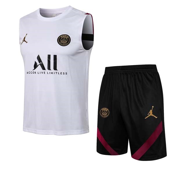 Camiseta Paris Saint Germain Sin Mangas Conjunto Completo 2022 Negro Blanco